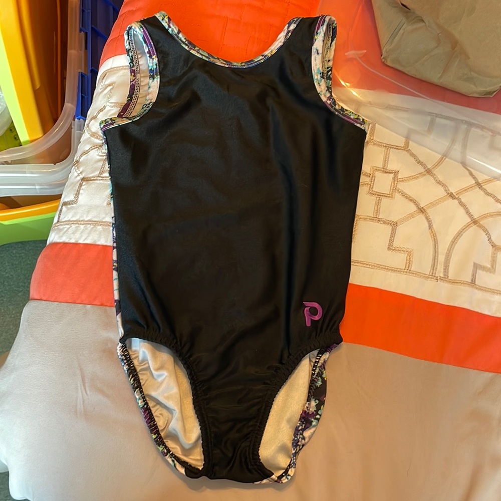 Plum, leotard, child, medium, purple, blue, and black